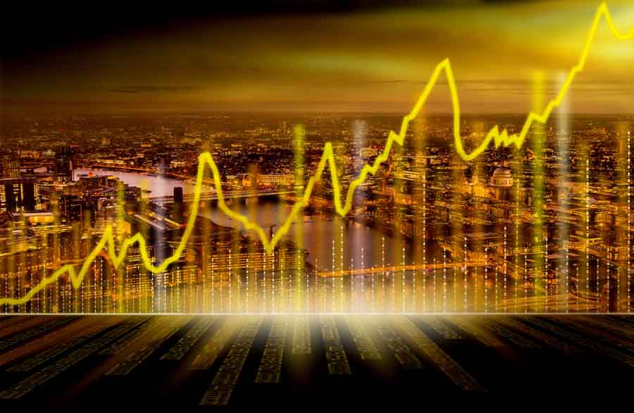 City of London with Financial Graph - Jack Moreh Freerange Stock